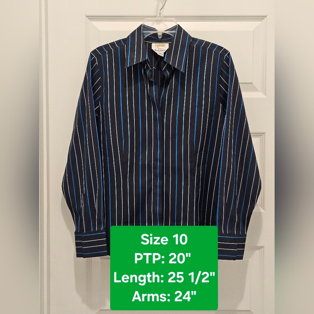 Talbots Long Sleeve Button Up Striped Blouse, NWOT, Size 10